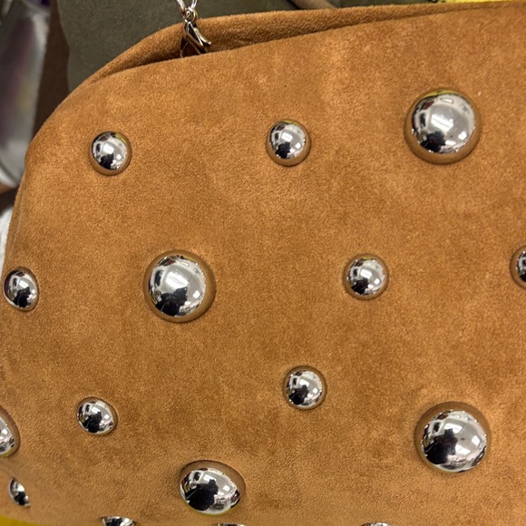 Glamorous Brown Suede Shoulder Bag with Embellishments - Picture 13 of 16